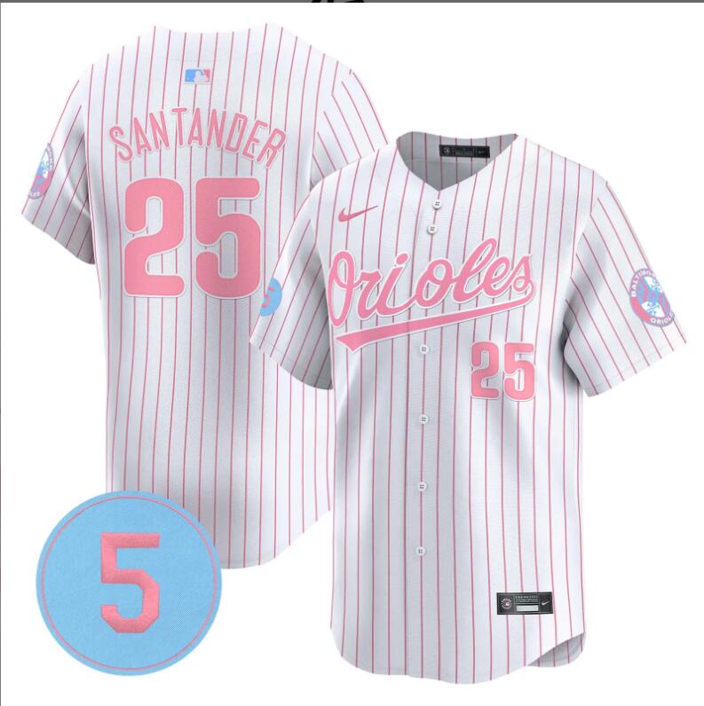 Men Baltimore Orioles #25 Santander white with red strips 2024 Nike MLB jersey